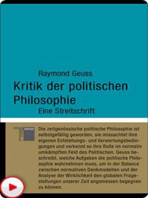 cover image of Kritik der politischen Philosophie